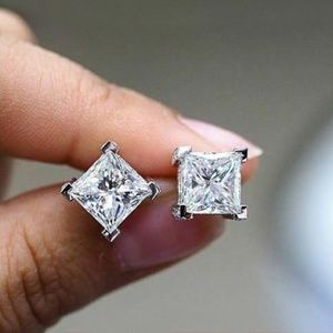 3Ct Square Open Gallery Iced in 3D Prongs Bridge Setting Cut VVS1